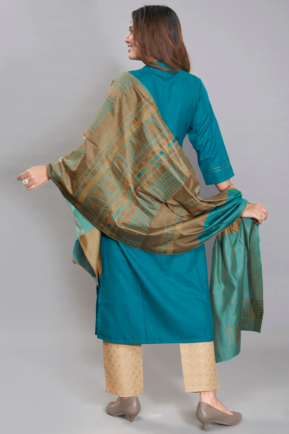 Embroidered Kurti Set With Dupatta