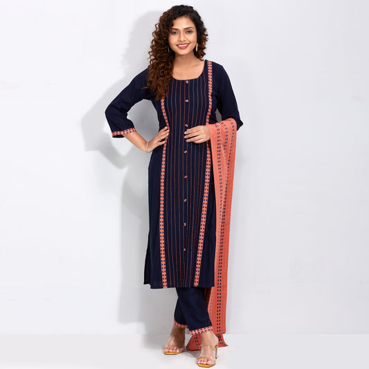 Kurti Set With Thread Weaved Dupatta