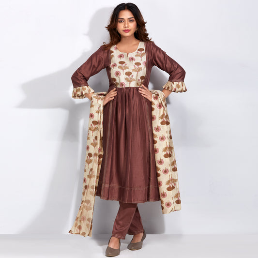 Kurti Set With Floral Printed Dupatta