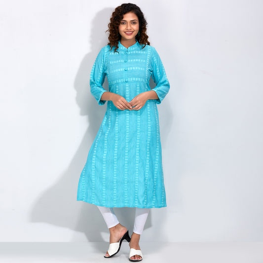 Sky Blue Printed Kurti