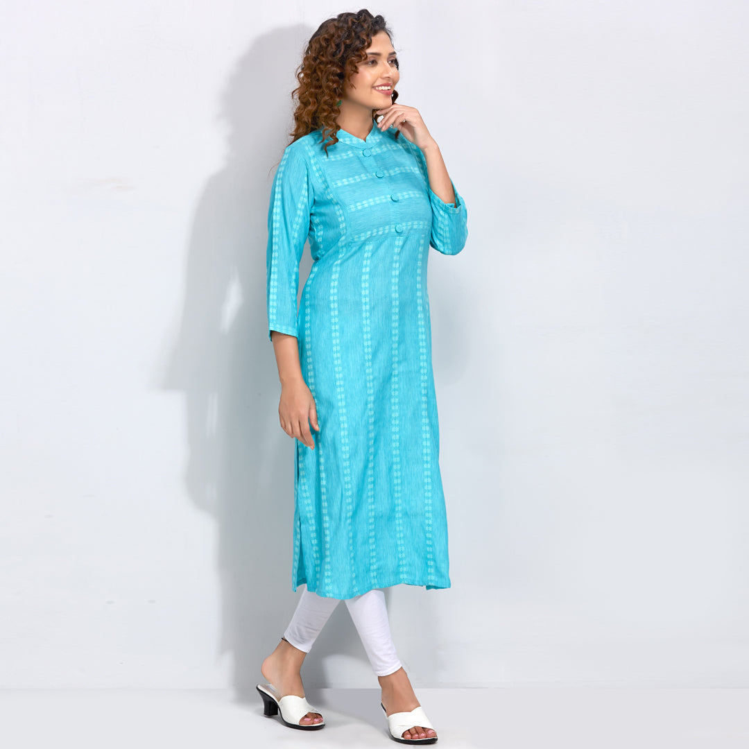 Sky Blue Printed Kurti