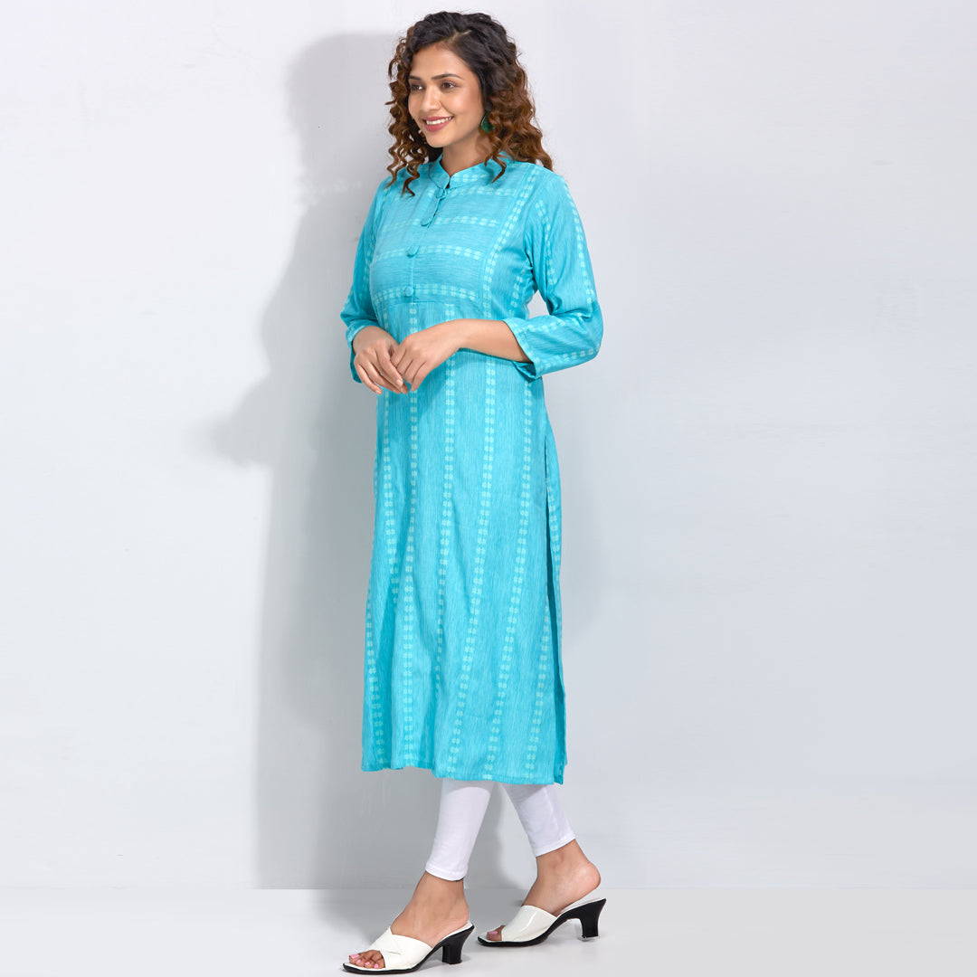 Sky Blue Printed Kurti