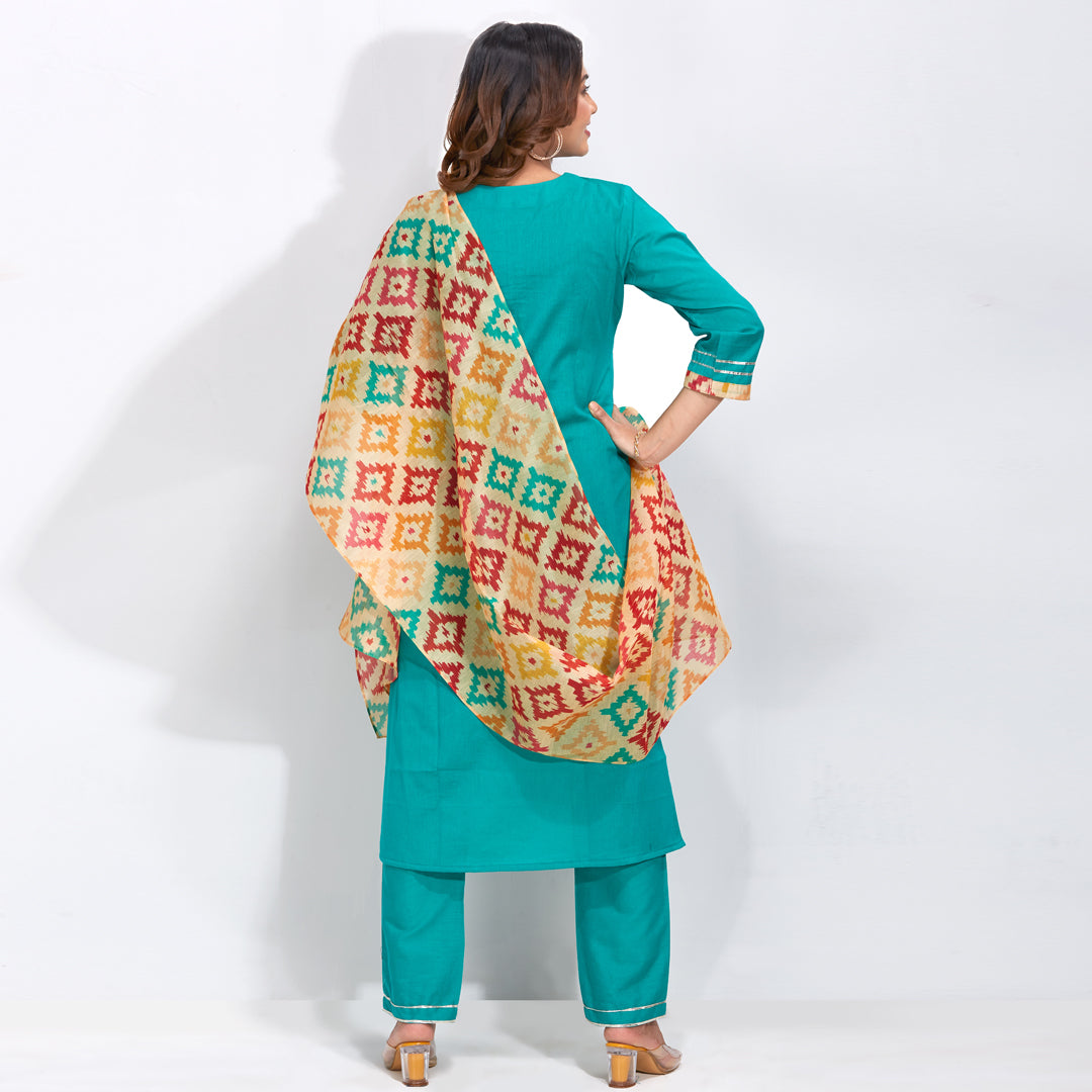 Kurti Set With Printed Dupatta