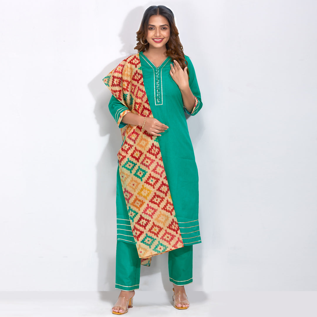 Kurti Set With Printed Dupatta