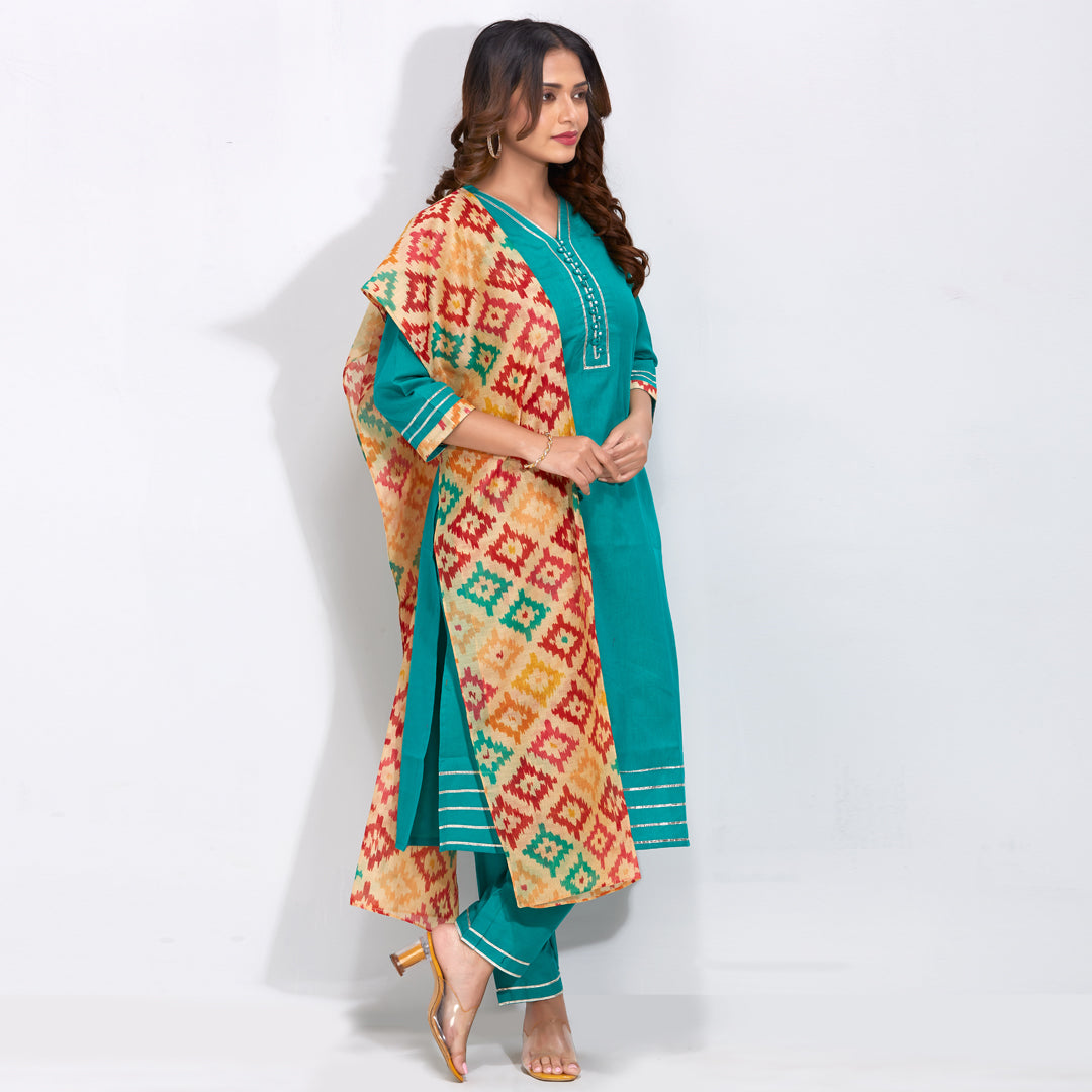 Kurti Set With Printed Dupatta