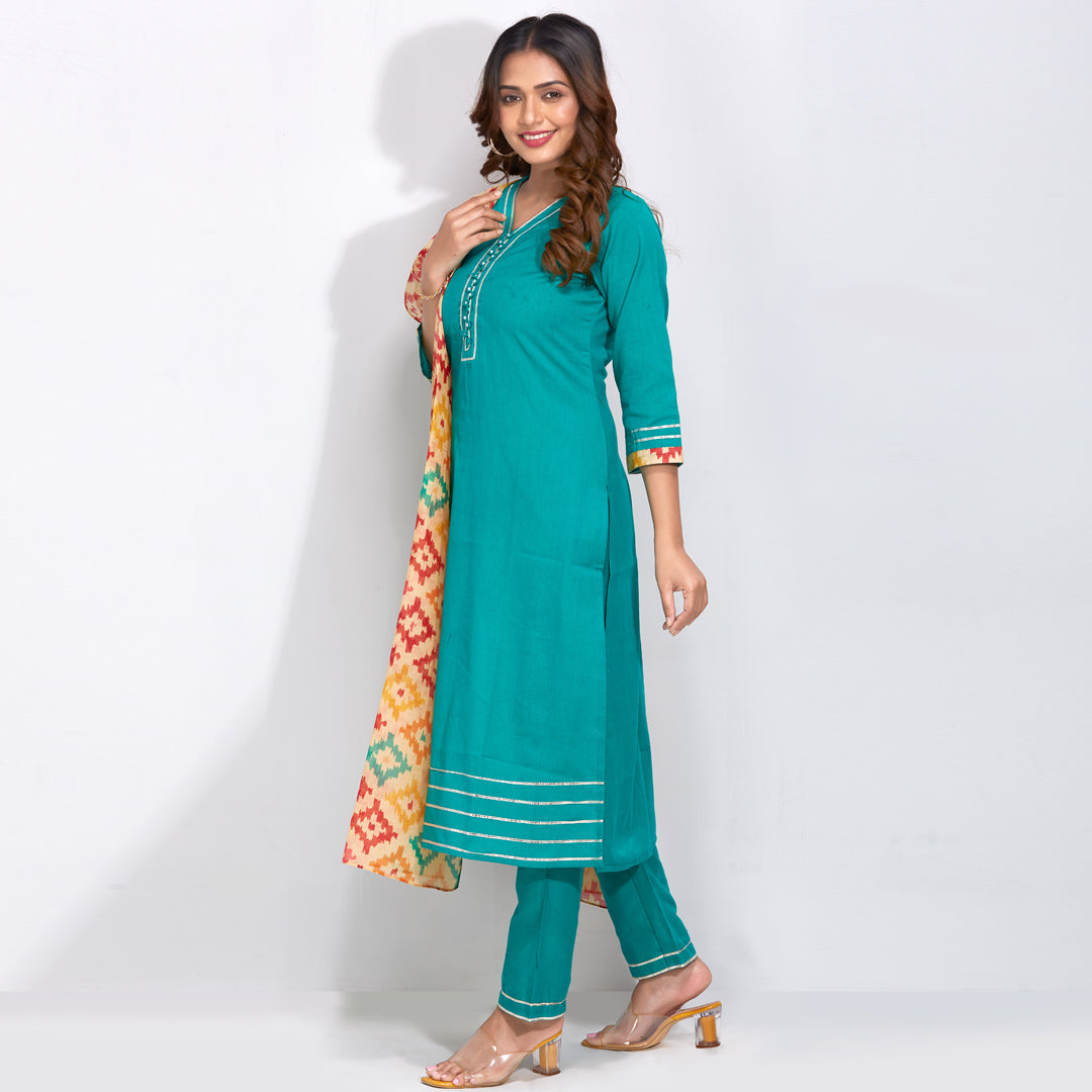 Kurti Set With Printed Dupatta