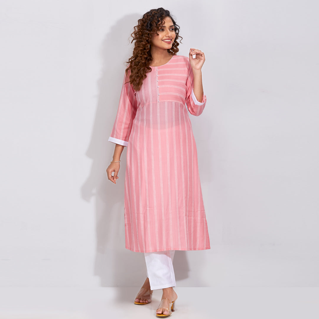 Stripes Printed Kurti Set