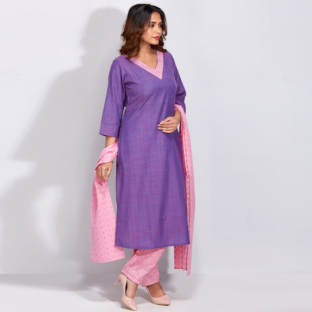 Kurti Set With Embellished Weaved Dupatta