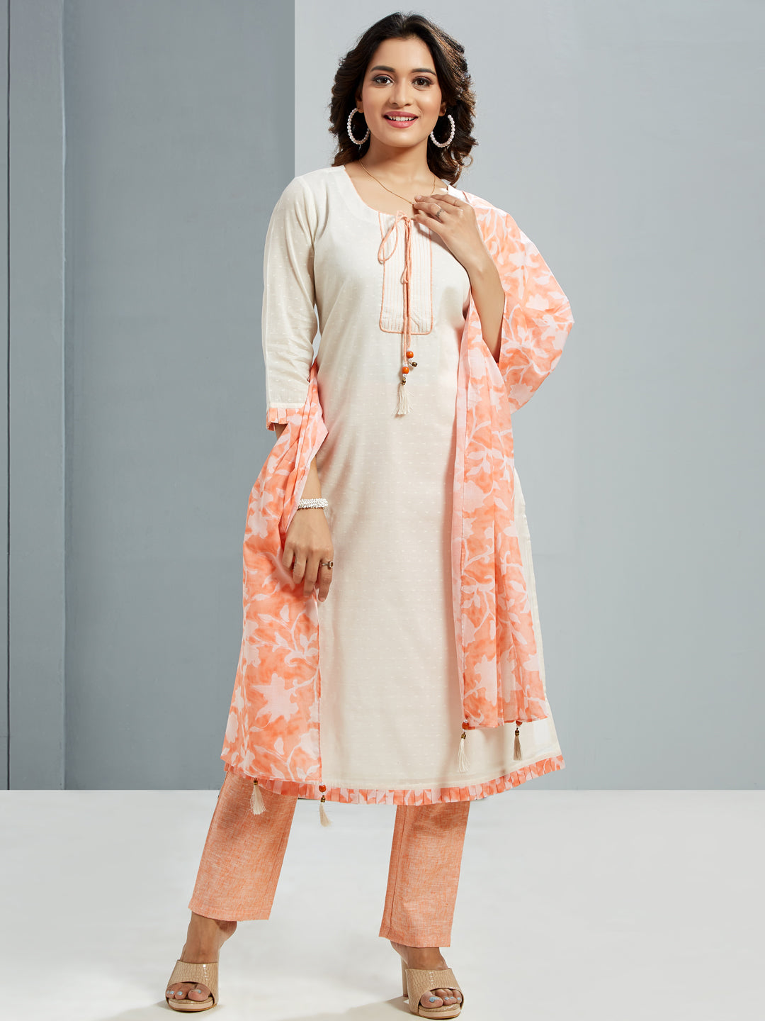 Kurti Set With Printed Dupatta