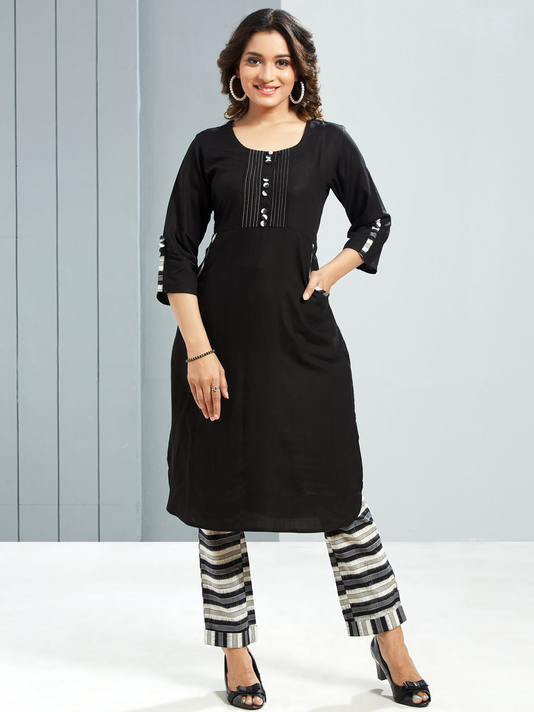 Printed Kurti Set With Pockets