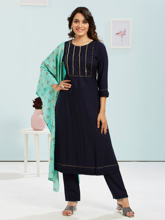 Kurti Set With Printed Dupatta