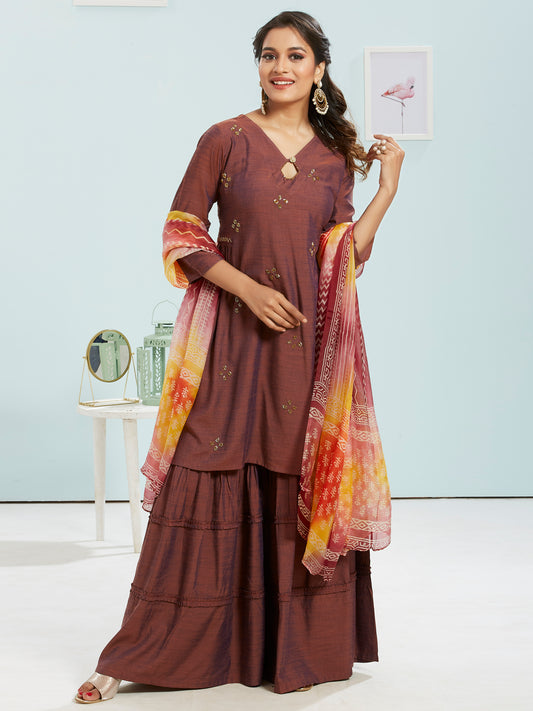 Gharara Set With Printed Dupatta