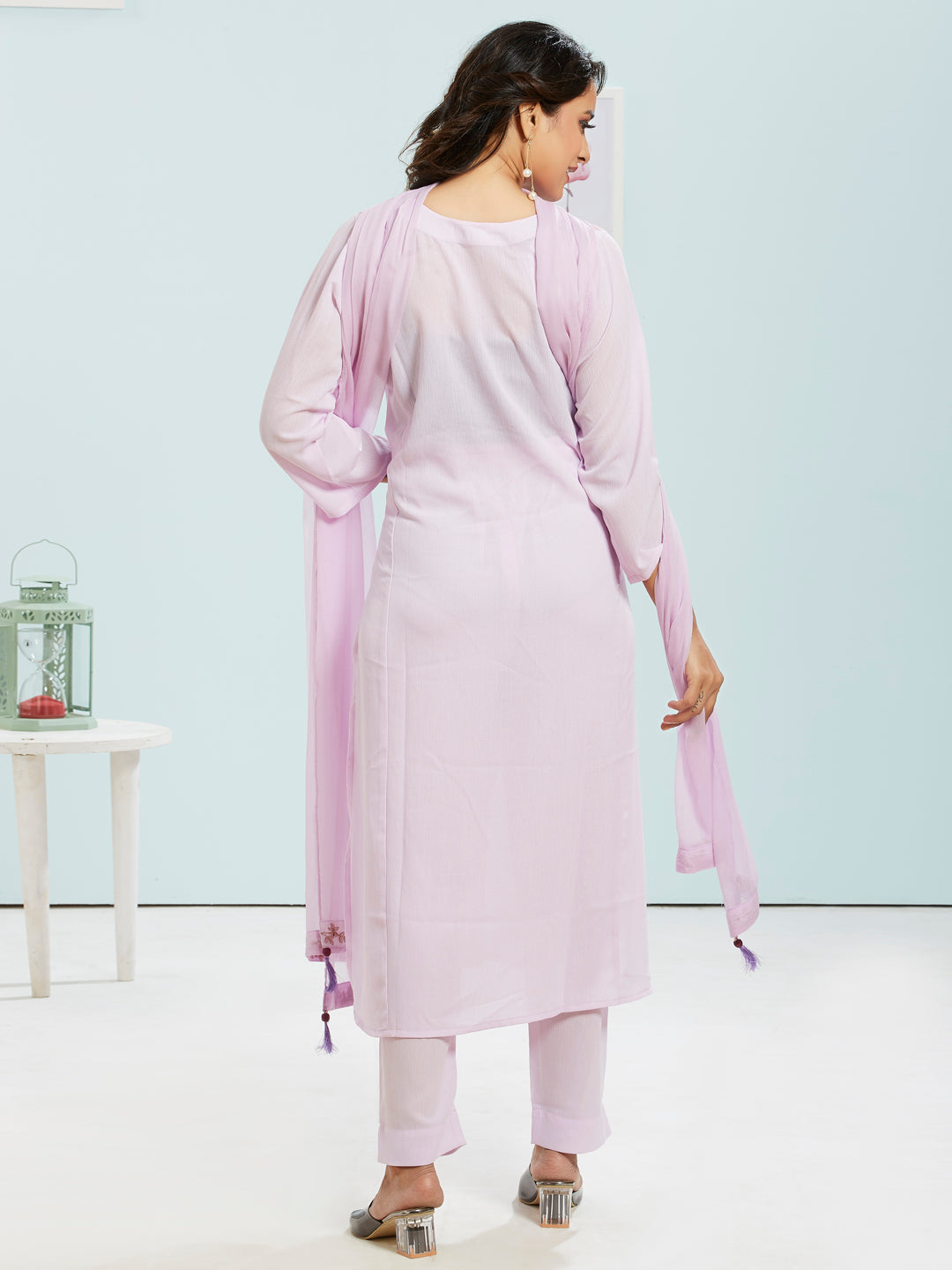 Embroidered Kurti Set With Dupatta