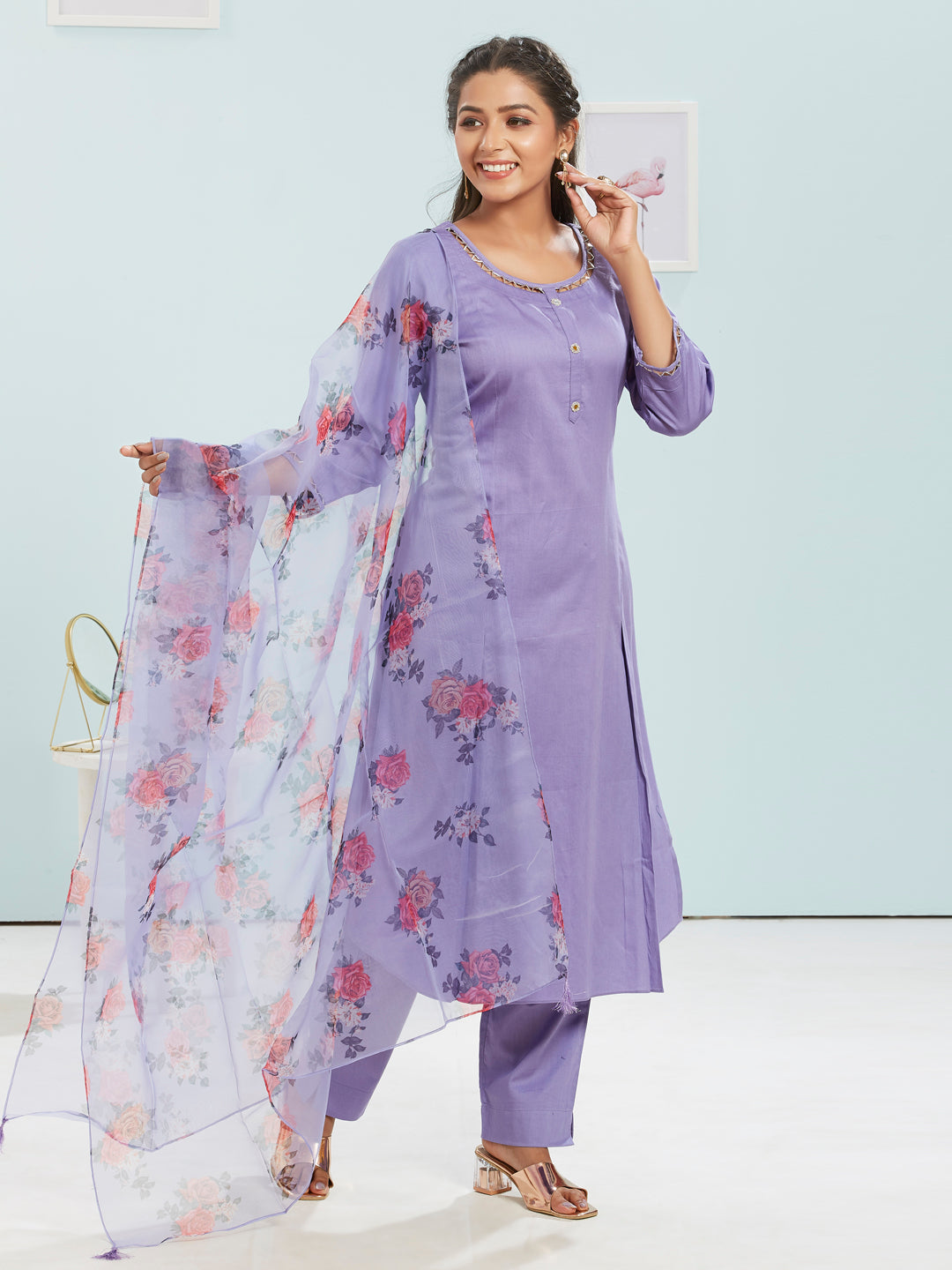 Kurti Set With Organza Dupatta