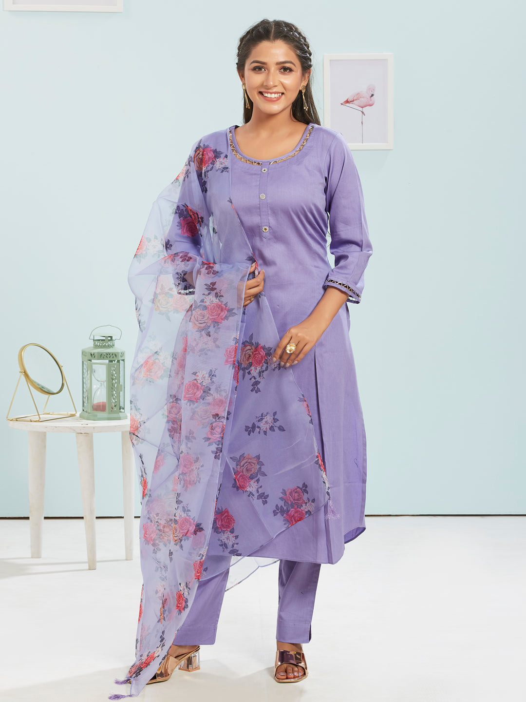 Kurti Set With Organza Dupatta