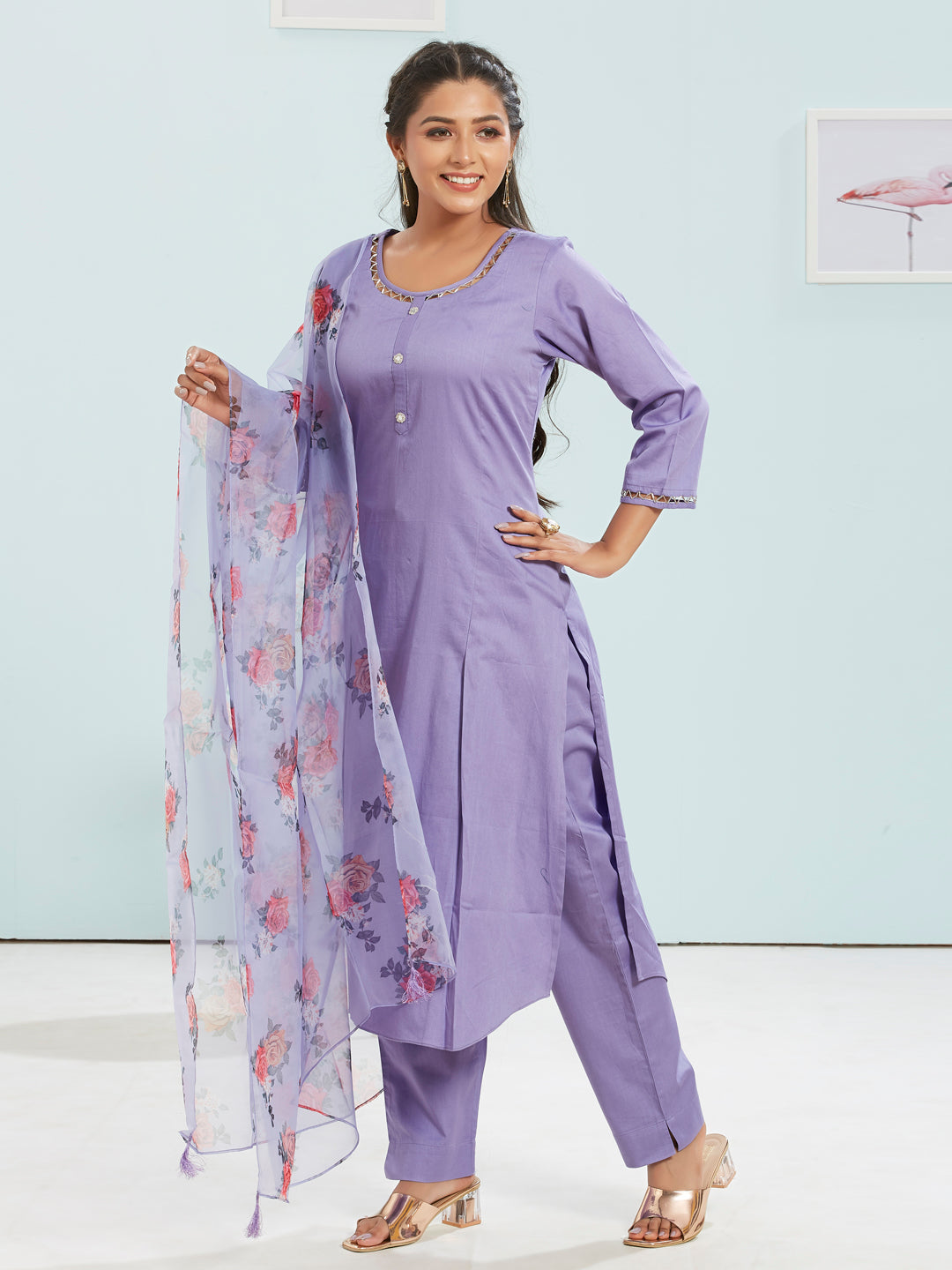 Kurti Set With Organza Dupatta