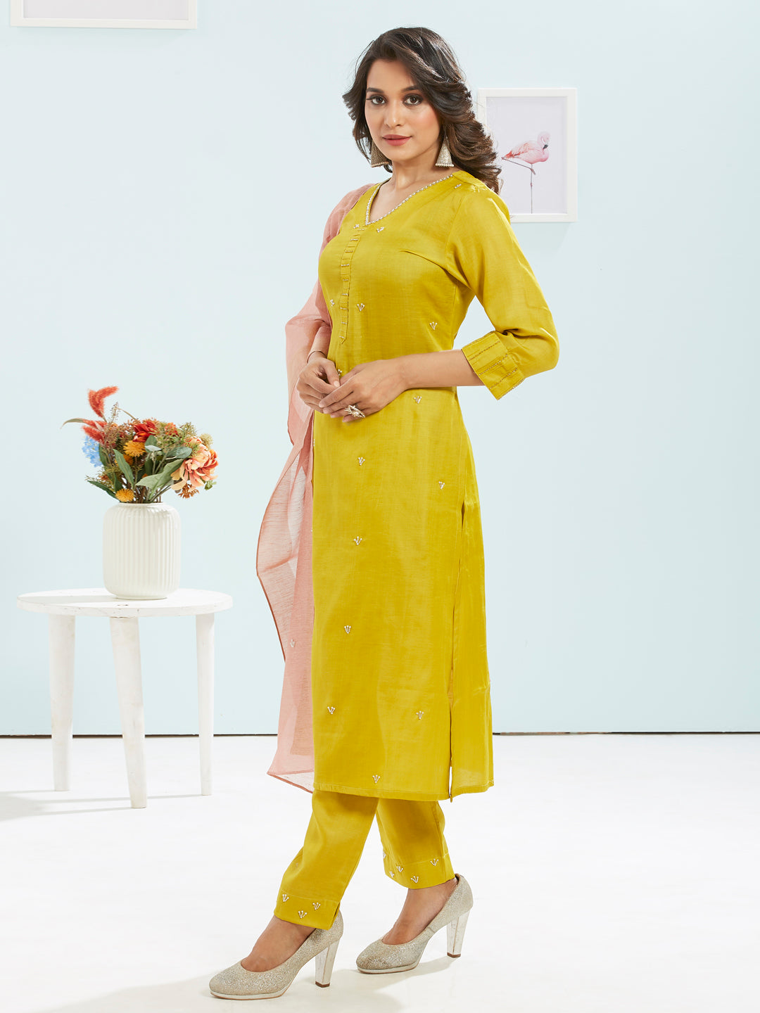 Embroidered Kurti Set With Dupatta