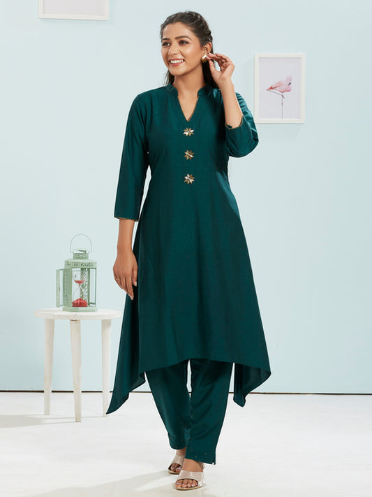 High Low Pattern Kurti Set