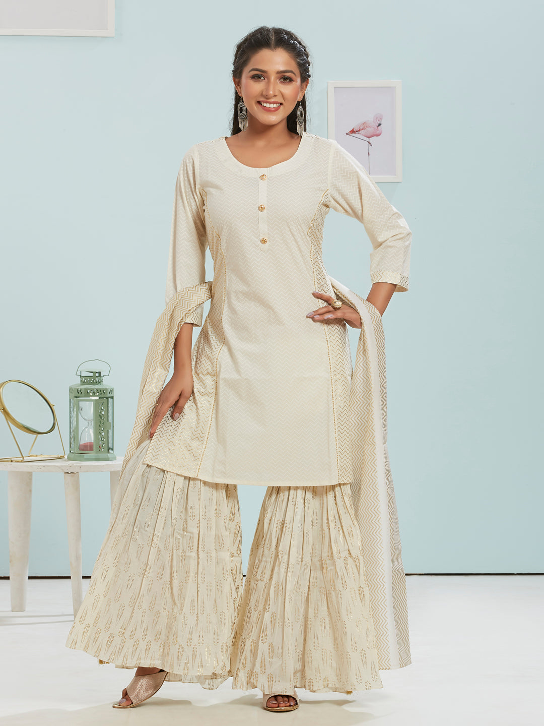 Kurti Set With Gharara And Dupatta