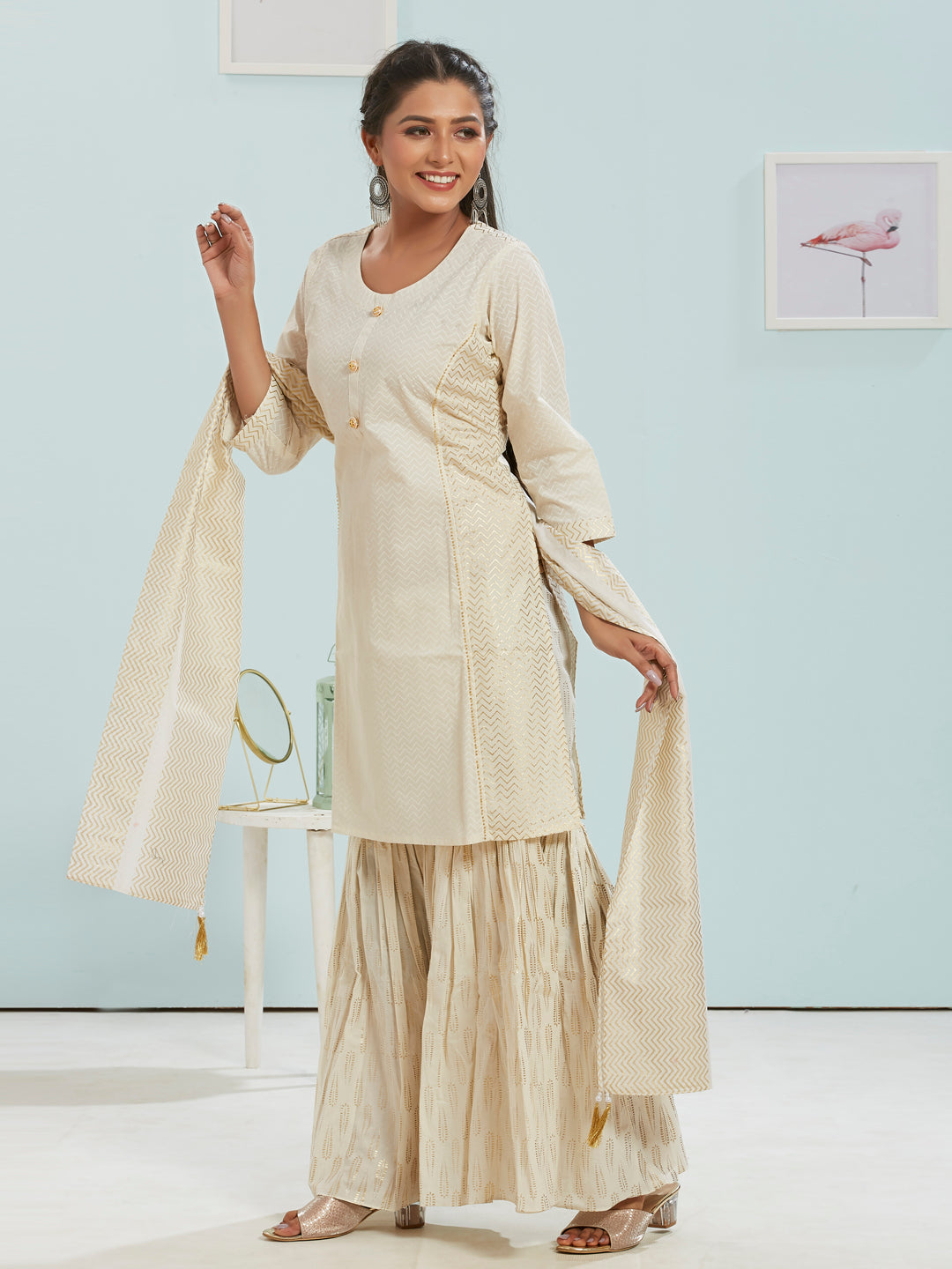 Kurti Set With Gharara And Dupatta