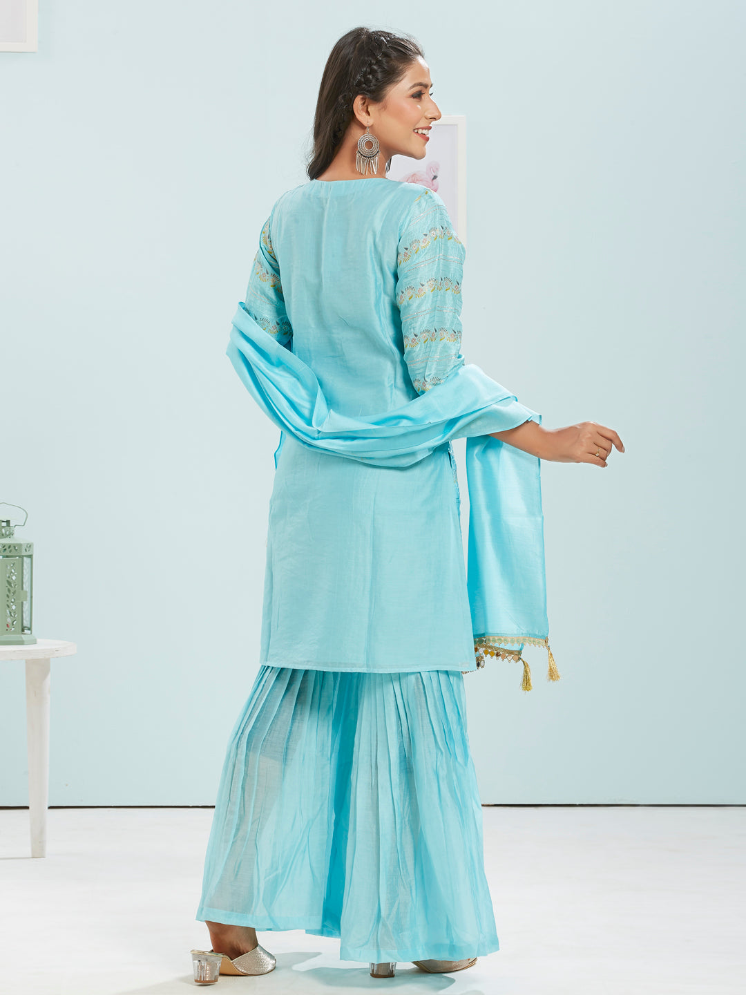 Kurti Set With Gharara Pants And Dupatta