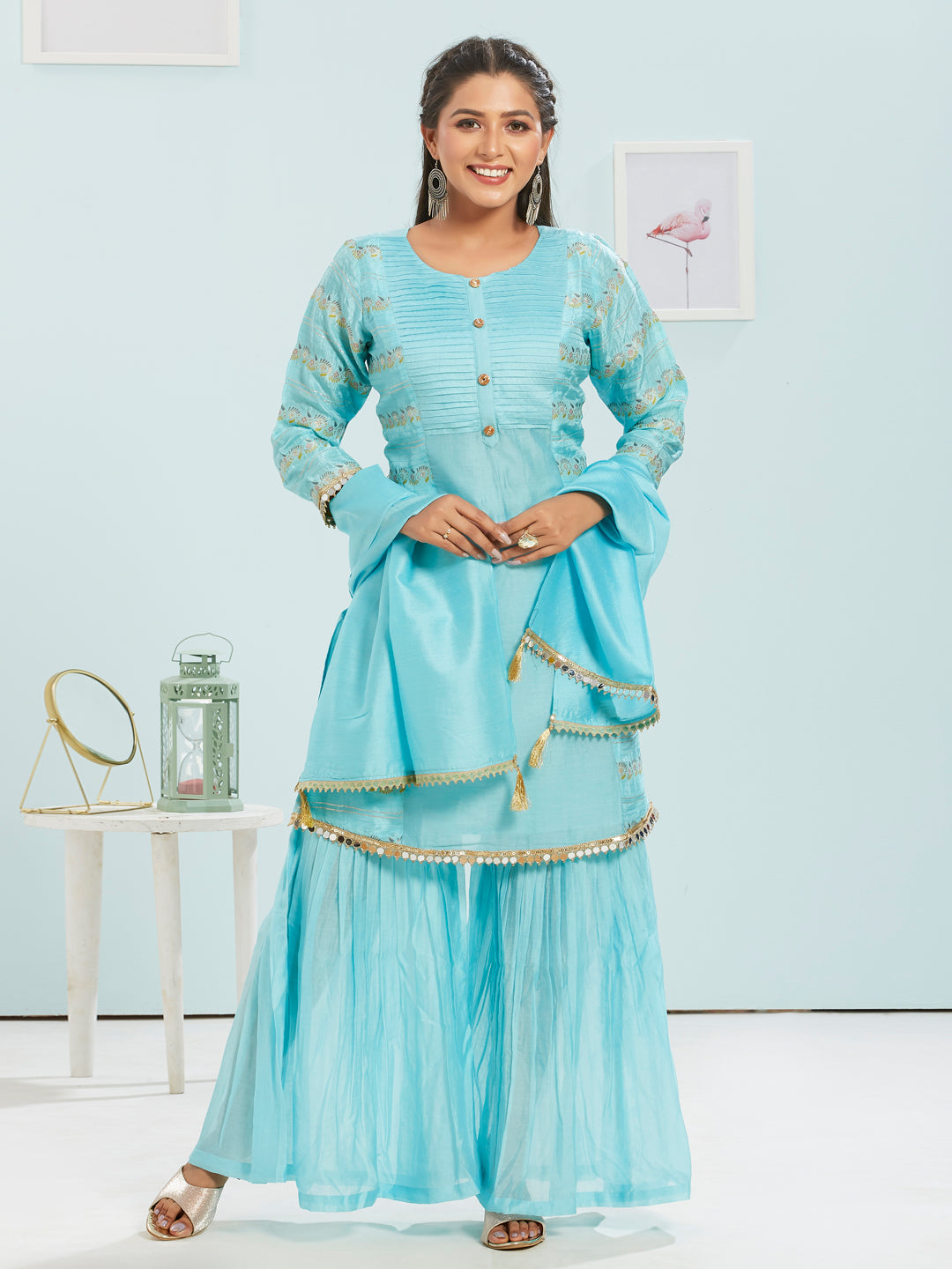 Kurti Set With Gharara Pants And Dupatta