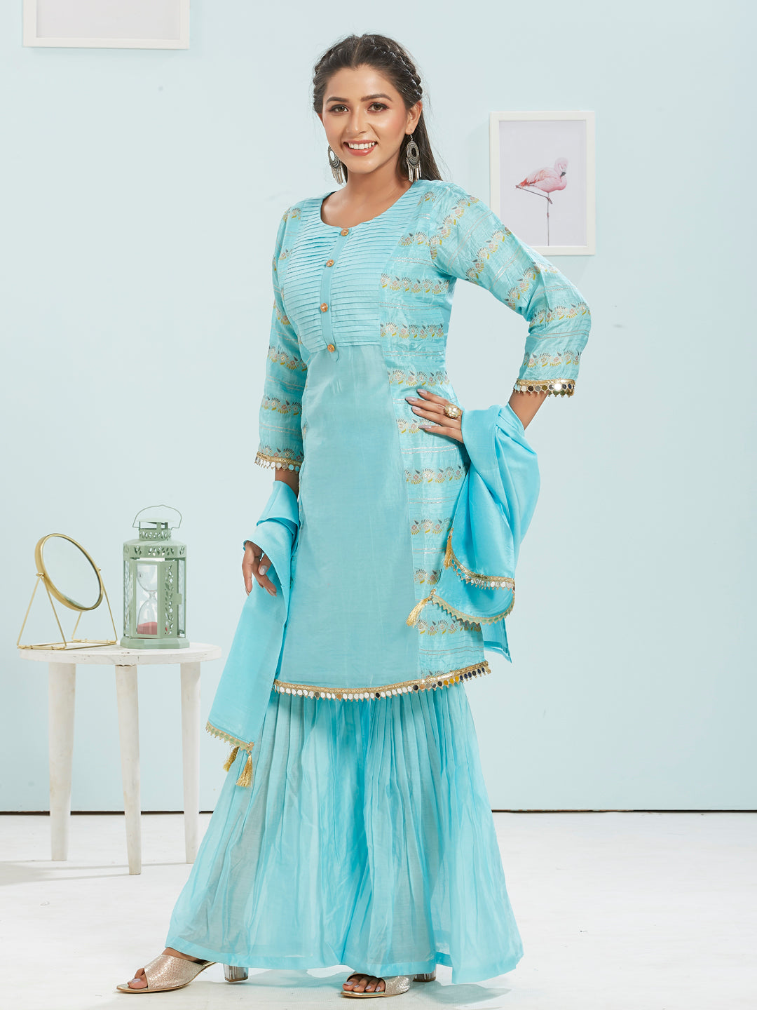 Kurti Set With Gharara Pants And Dupatta