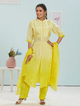 Front Slit Kurti Set With Dupatta