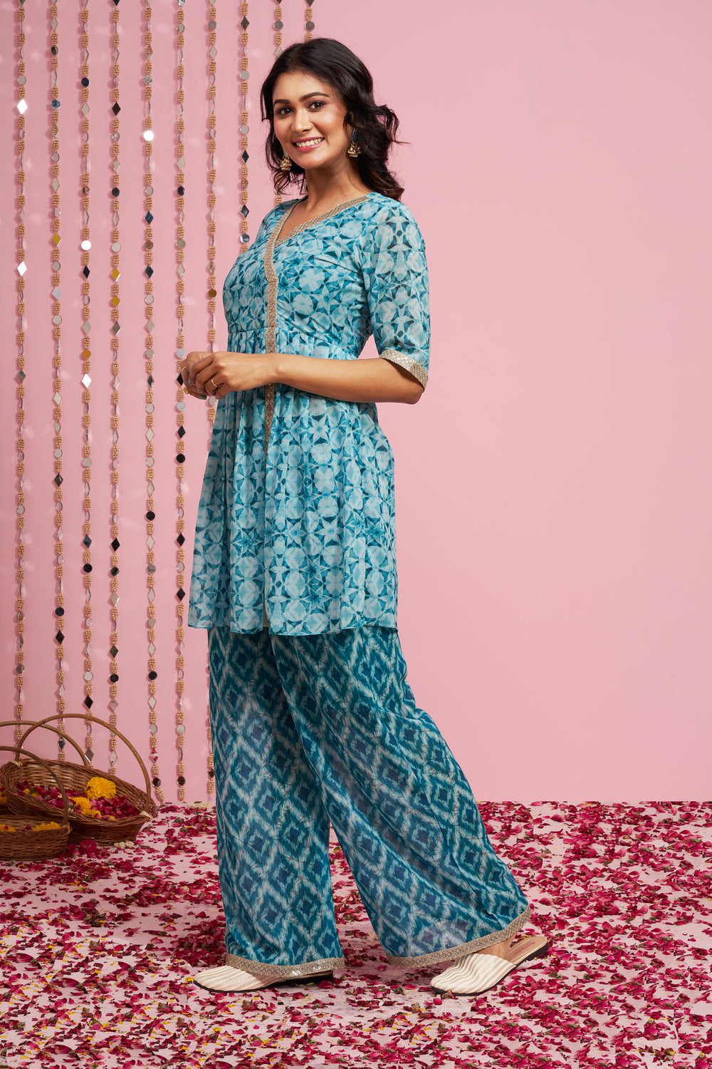 Printed Tunic With Palazzo Pants