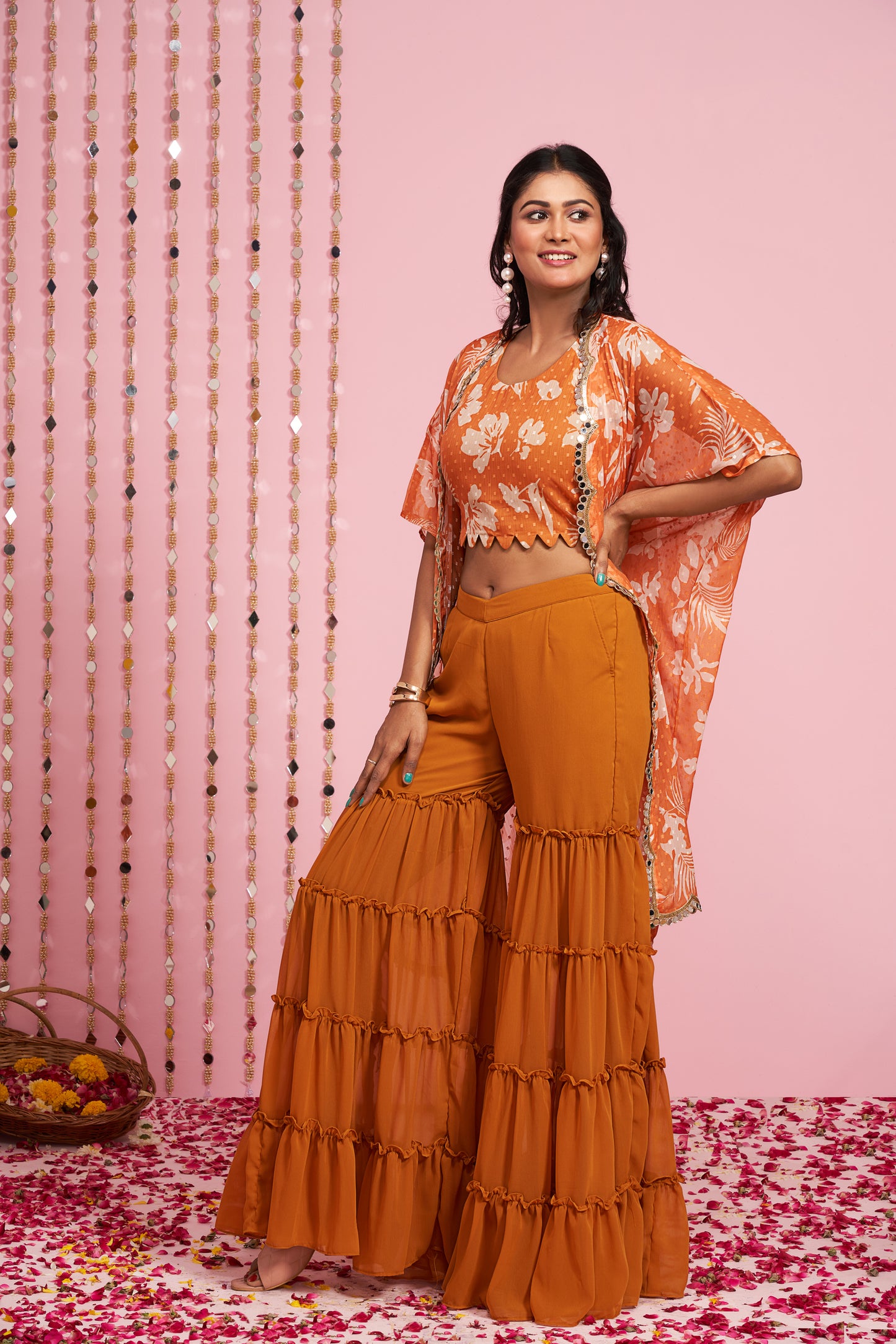 Gharara Set With Floral Printed Jacket