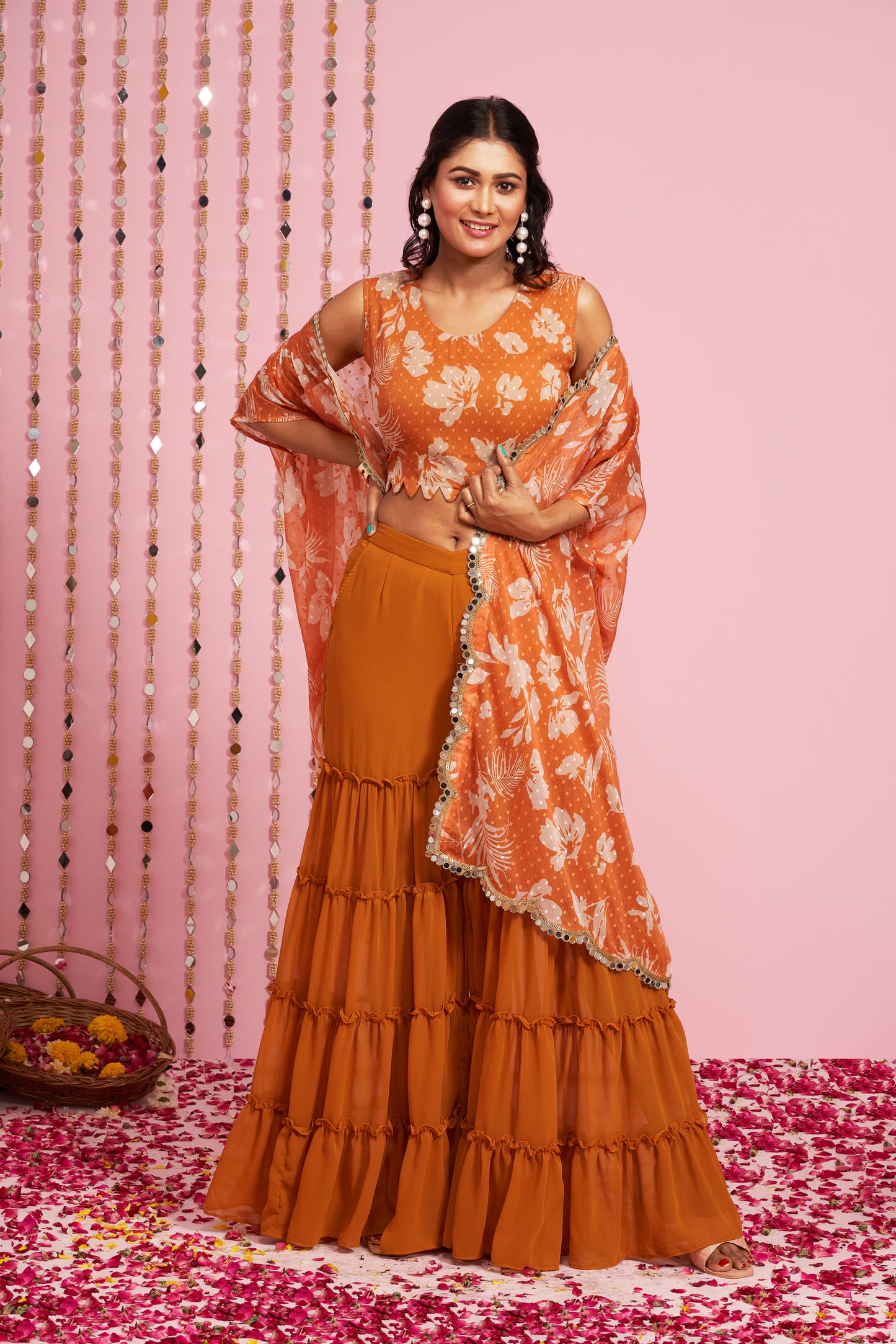 Gharara Set With Floral Printed Jacket