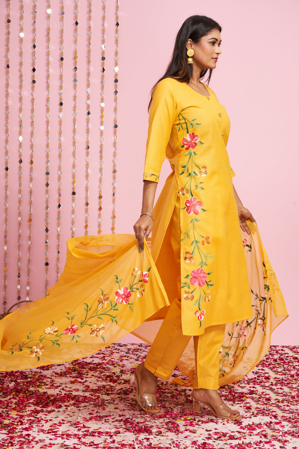 Hand Painted Kurti Set With Dupatta