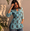 Aqua Stripe Printed Short Tunic