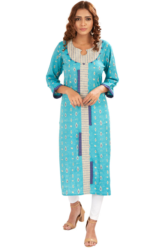 Pleat Detail Printed Kurti