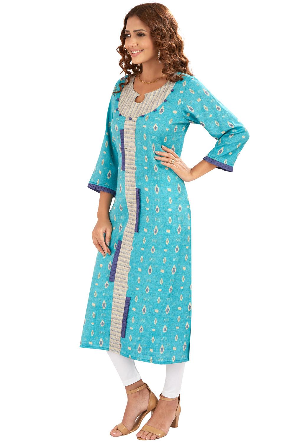 Pleat Detail Printed Kurti