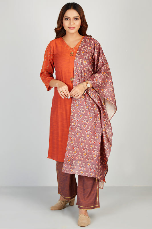 Kurti Set With Printed Dupatta