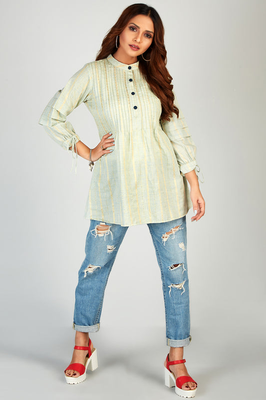 Chique Tunic With Balloon Sleeves