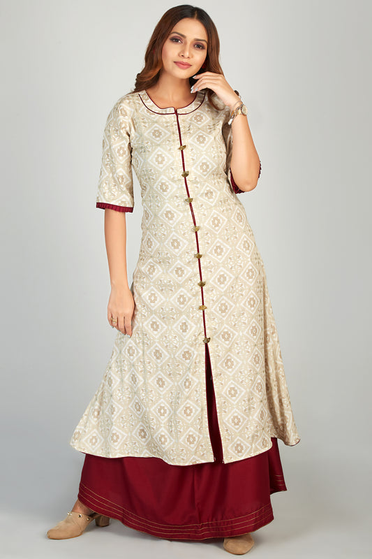 Printed Kurti With Skirt