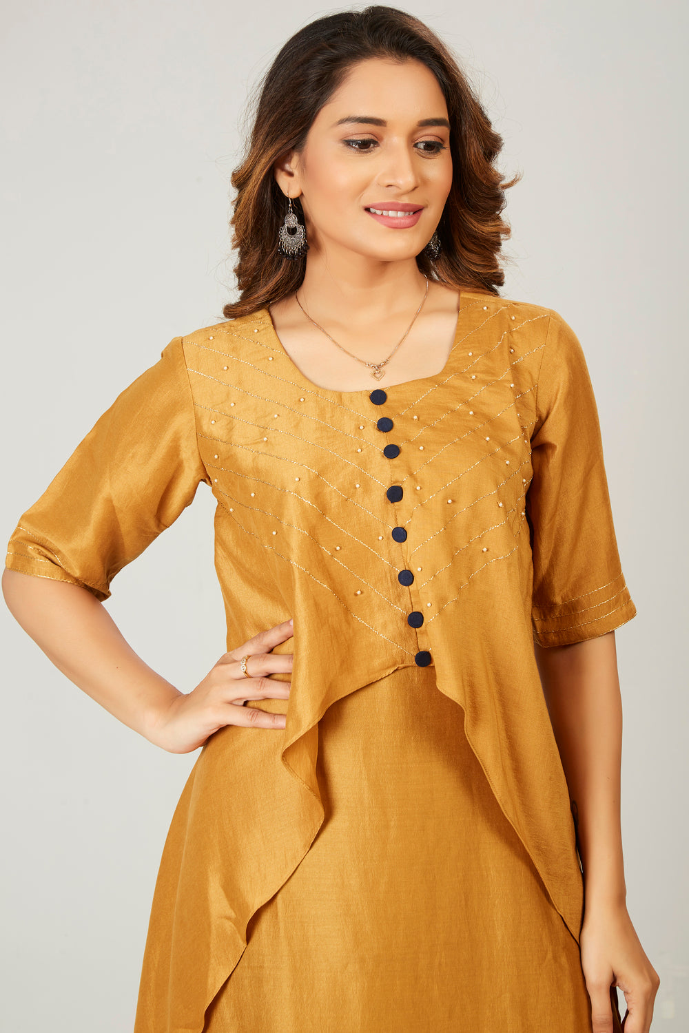 Cape Pattern Kurti With Tulip Pants