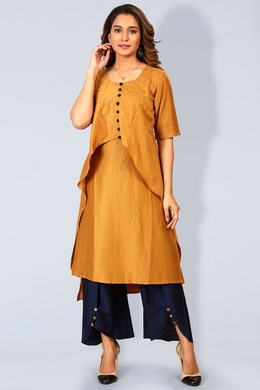 Cape Pattern Kurti With Tulip Pants