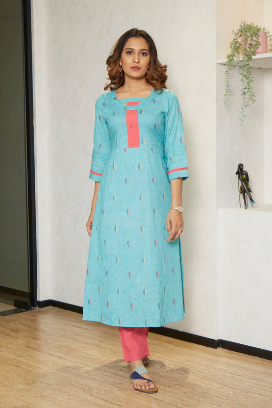 Textured Printed Kurti Set