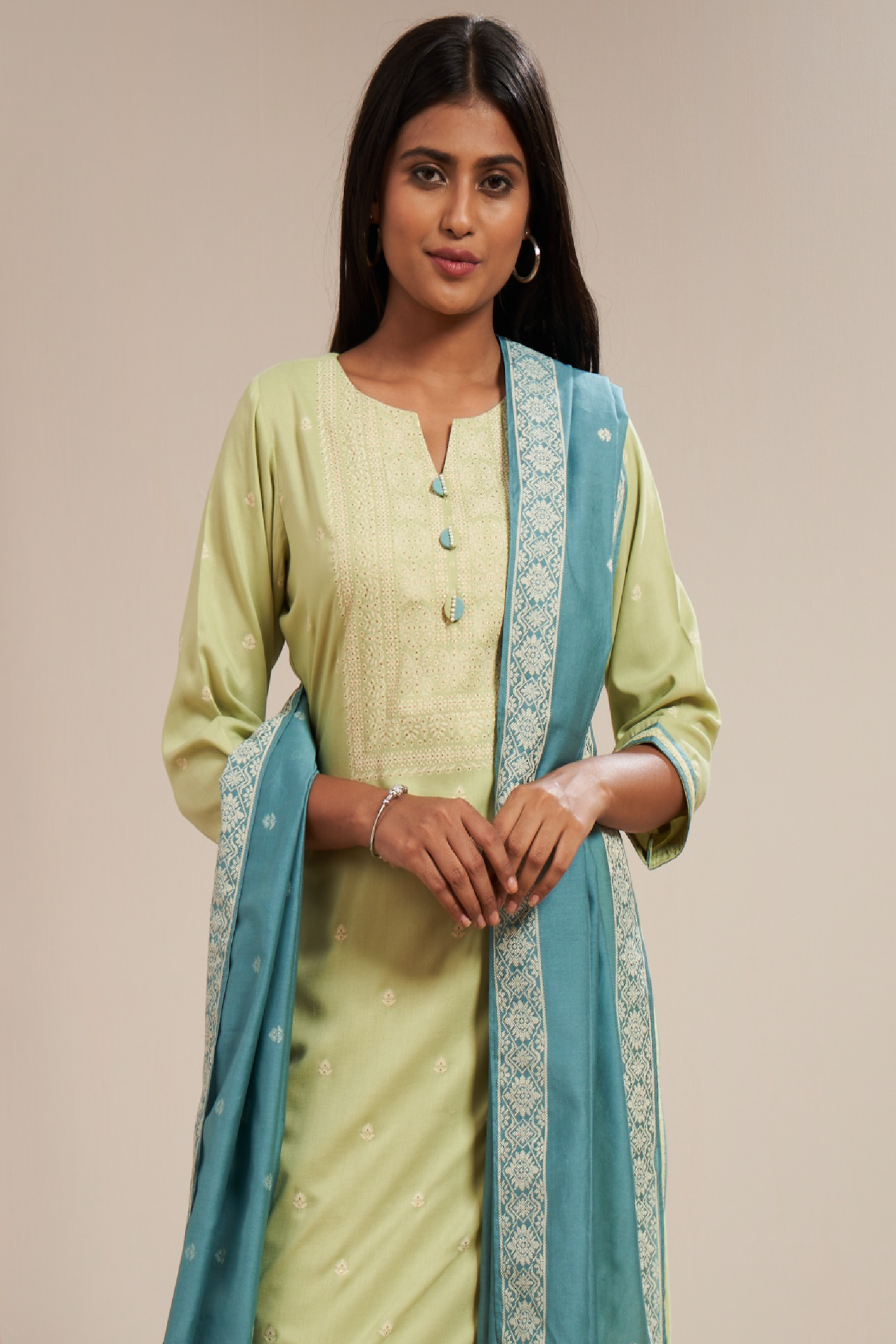 Rubber Printed Kurti Set With Dupatta