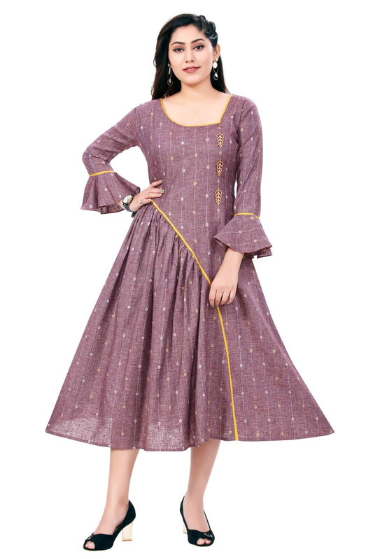 A-line Pleated Self Weave Pattern Kurti