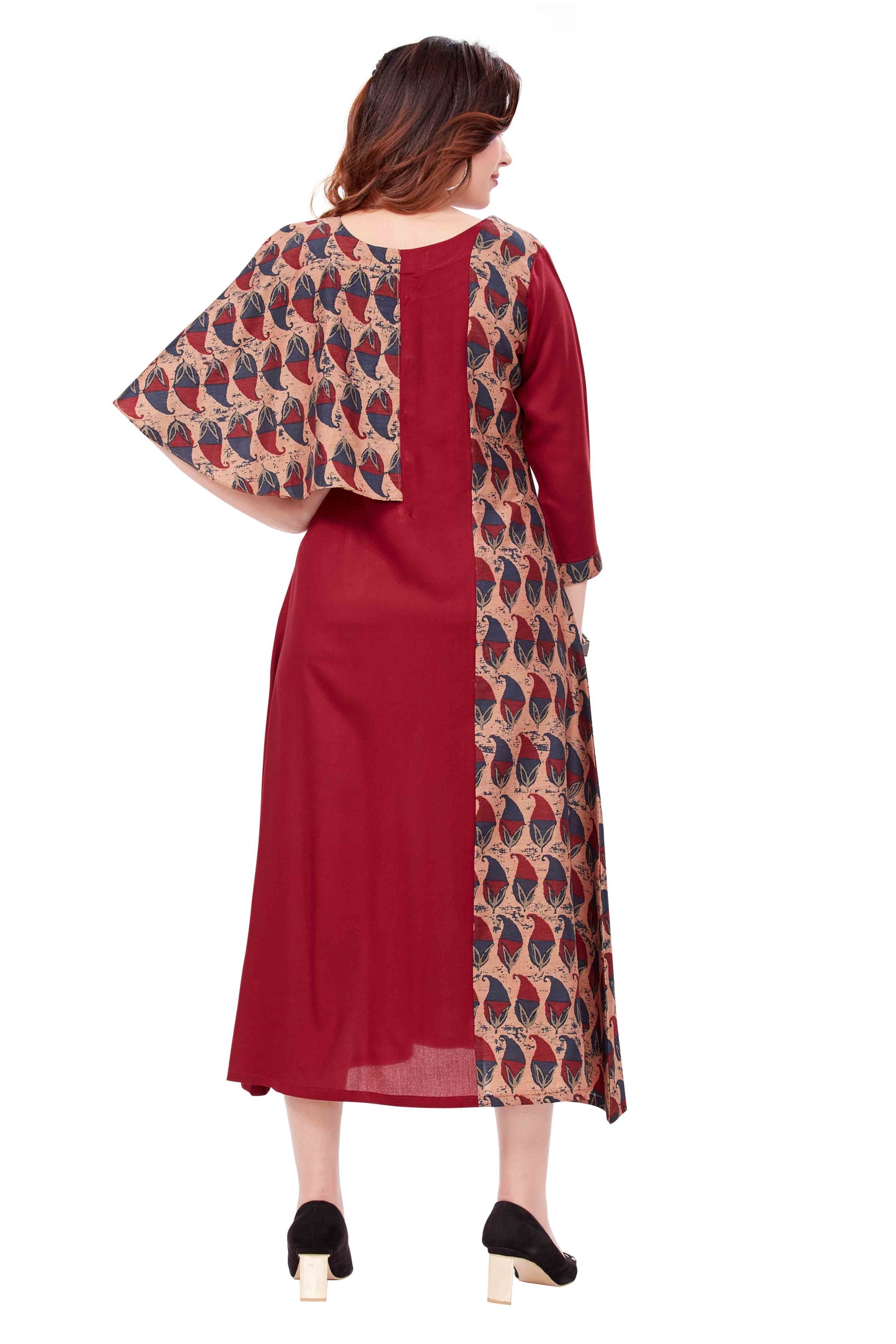 Designer Flare Kurti In Red Colour