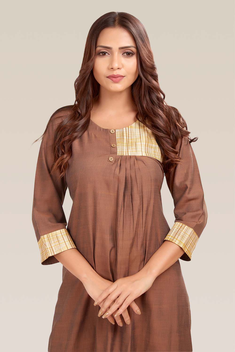 Plain Cotton Blend Kurti Set