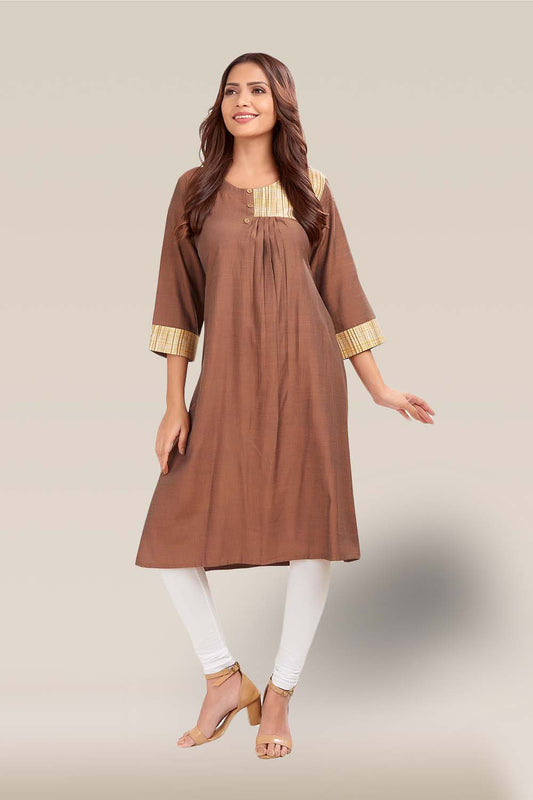 Plain Cotton Blend Kurti Set