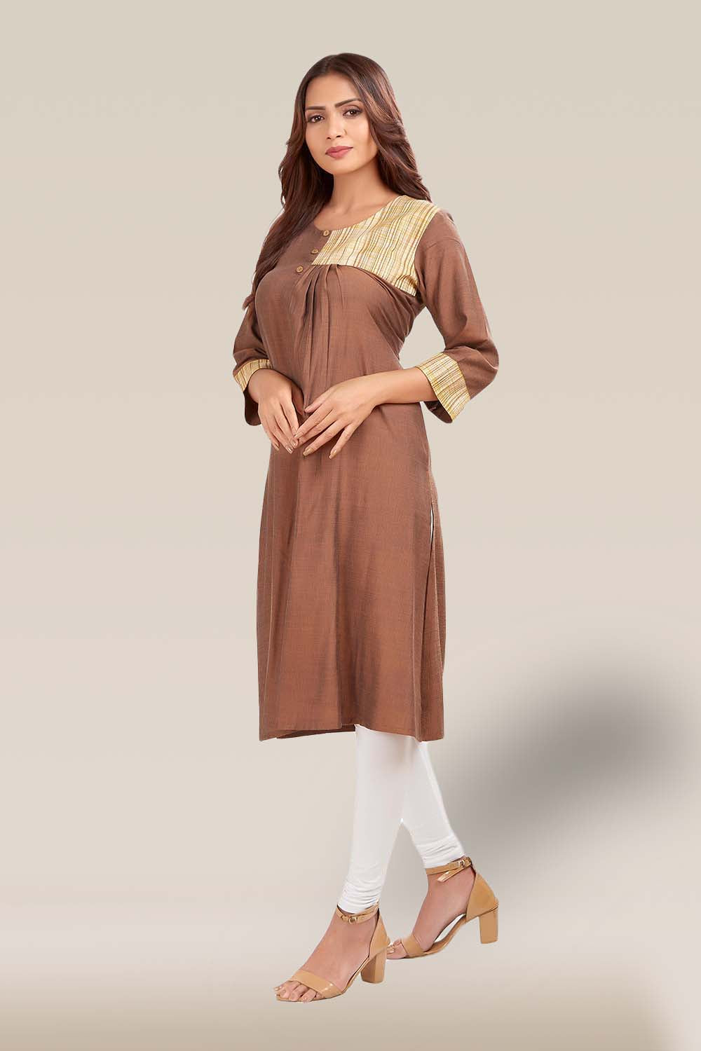 Plain Cotton Blend Kurti Set