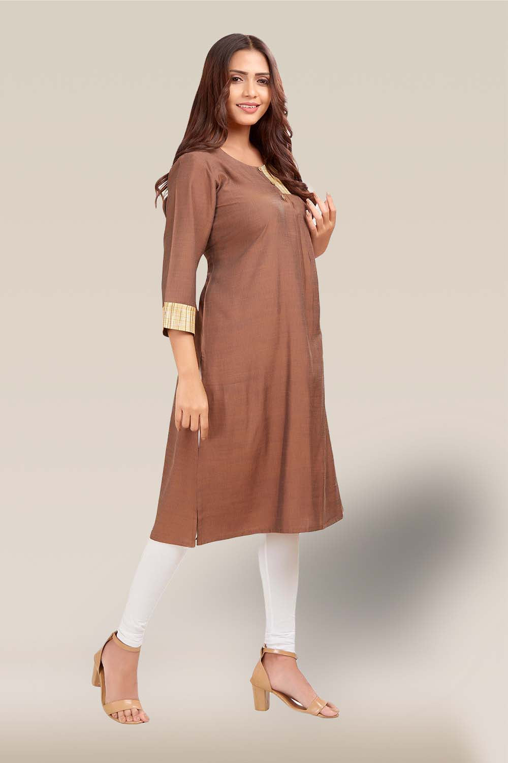 Plain Cotton Blend Kurti Set