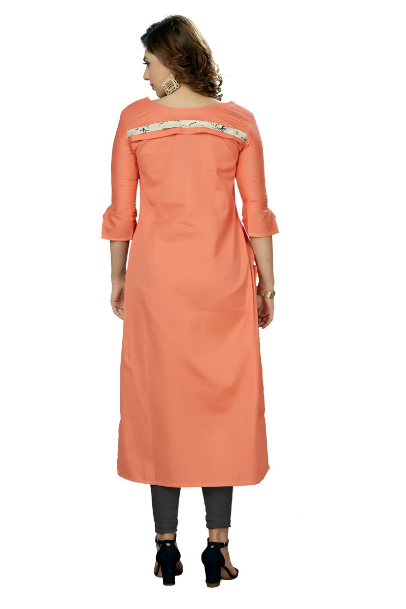 Plain Straight Kurti With Box Pleat