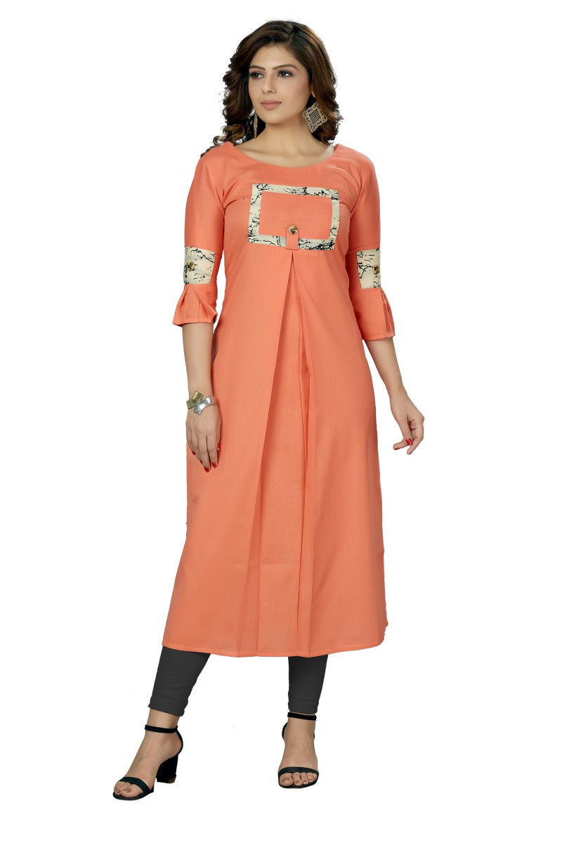 Plain Straight Kurti With Box Pleat